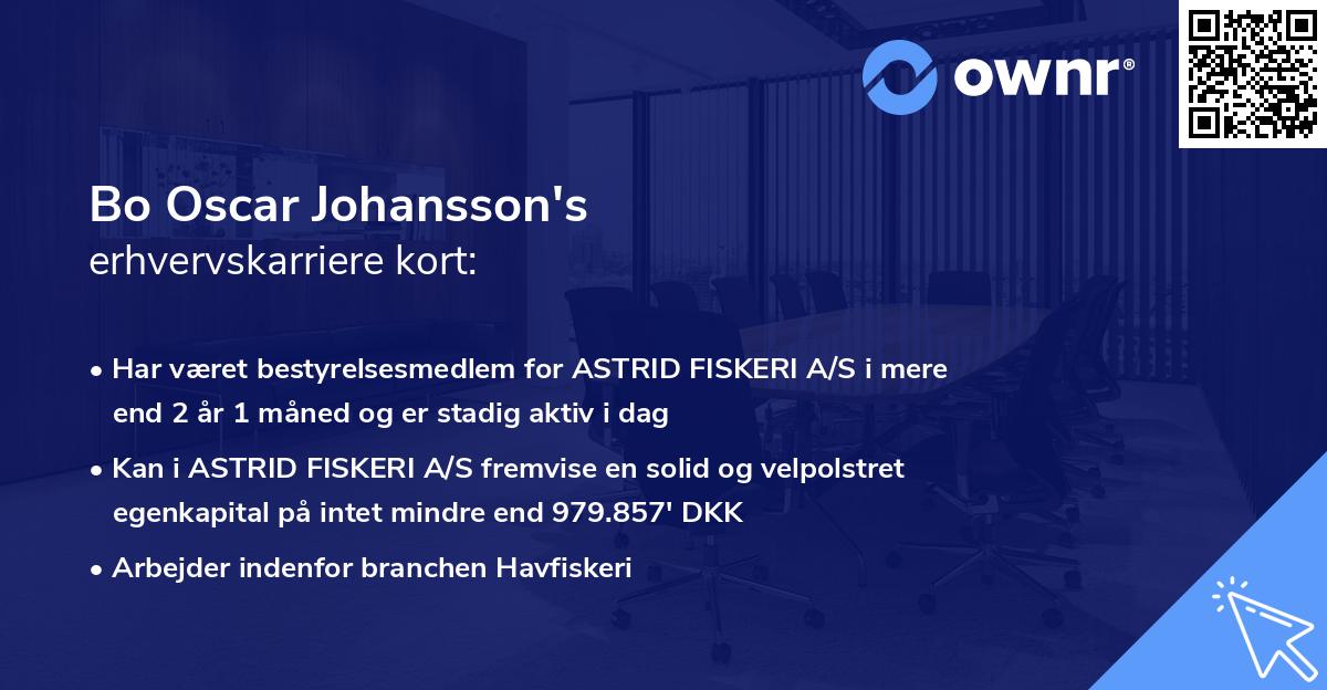 Bo Oscar Johansson's erhvervskarriere kort