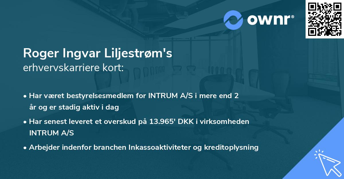 Roger Ingvar Liljestrøm's erhvervskarriere kort