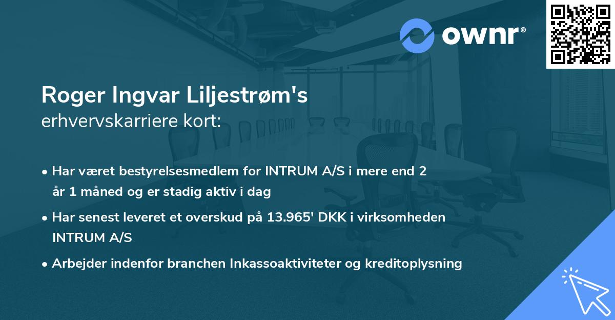 Roger Ingvar Liljestrøm's erhvervskarriere kort