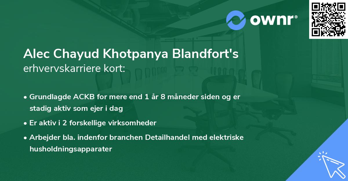 Alec Chayud Khotpanya Blandfort's erhvervskarriere kort