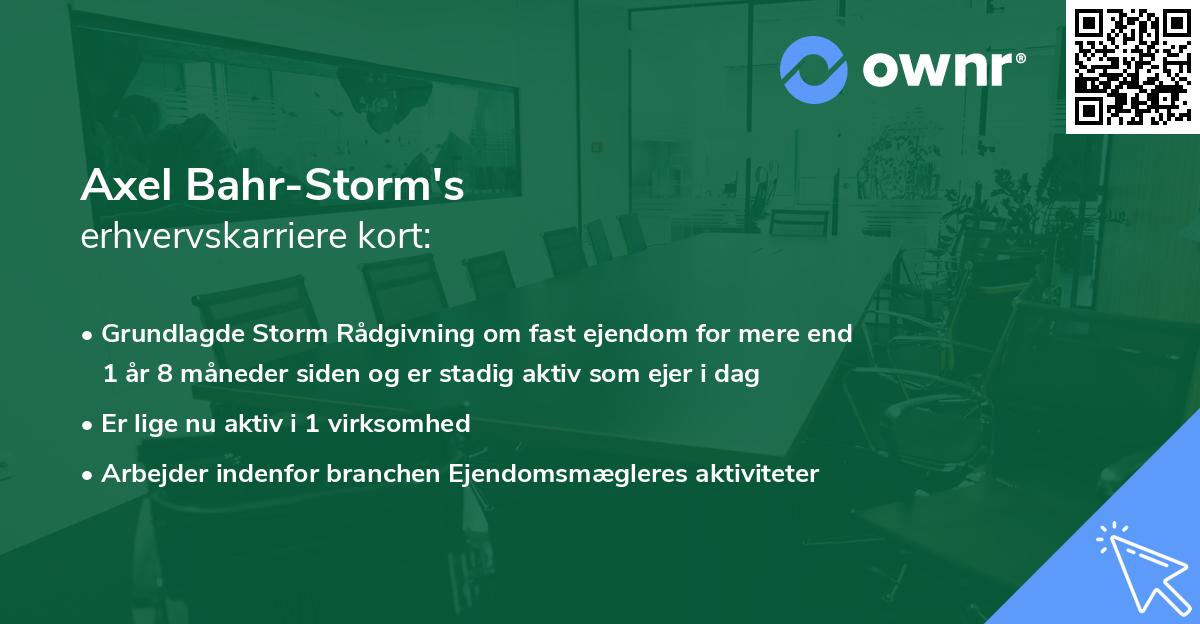 Axel Bahr-Storm's erhvervskarriere kort