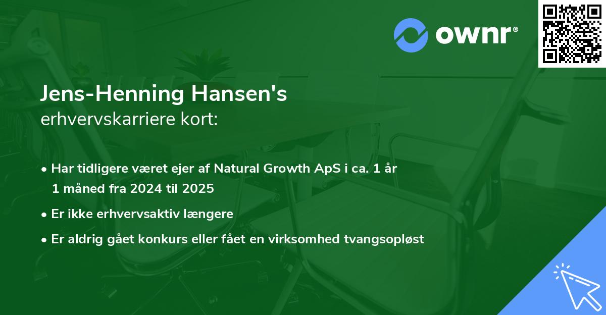 Jens-Henning Hansen's erhvervskarriere kort