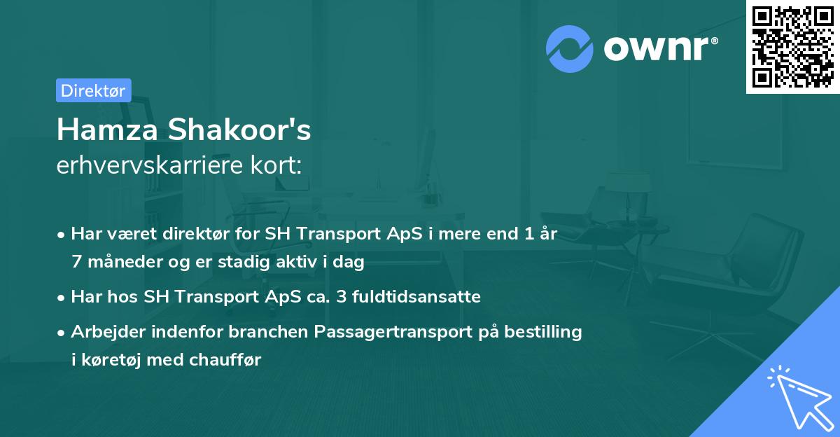 Hamza Shakoor's erhvervskarriere kort