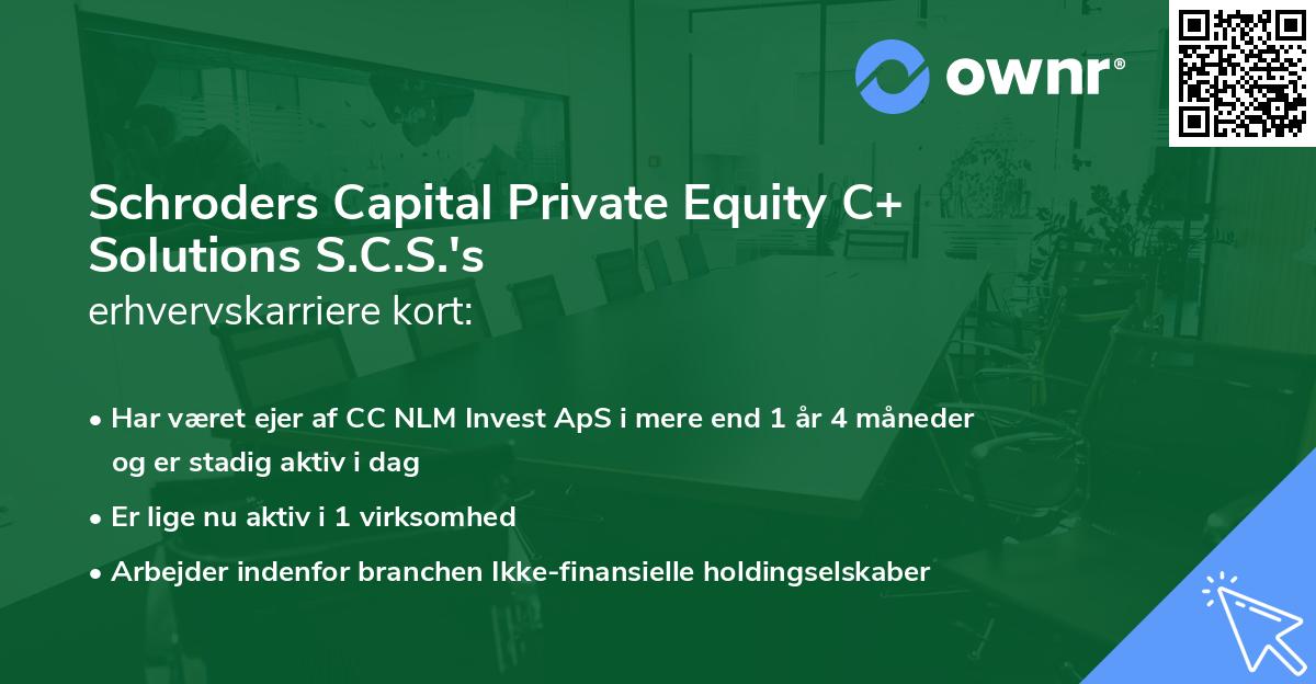 Schroders Capital Private Equity C+ Solutions S.C.S.'s erhvervskarriere kort
