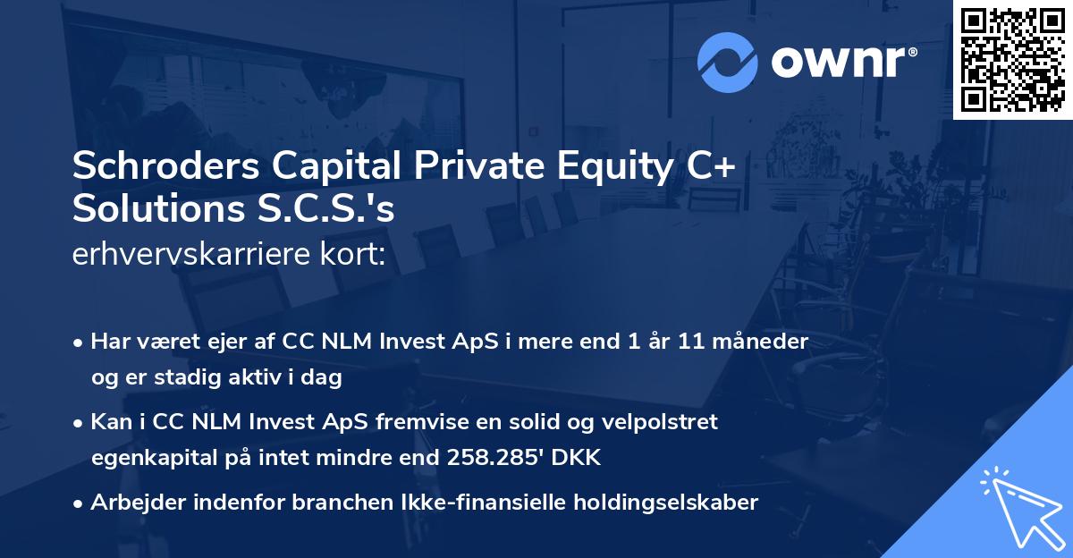 Schroders Capital Private Equity C+ Solutions S.C.S.'s erhvervskarriere kort