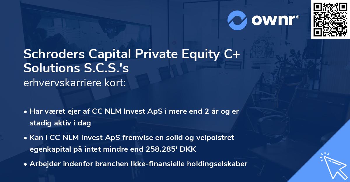 Schroders Capital Private Equity C+ Solutions S.C.S.'s erhvervskarriere kort