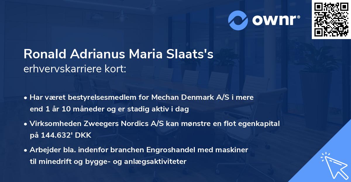 Ronald Adrianus Maria Slaats's erhvervskarriere kort