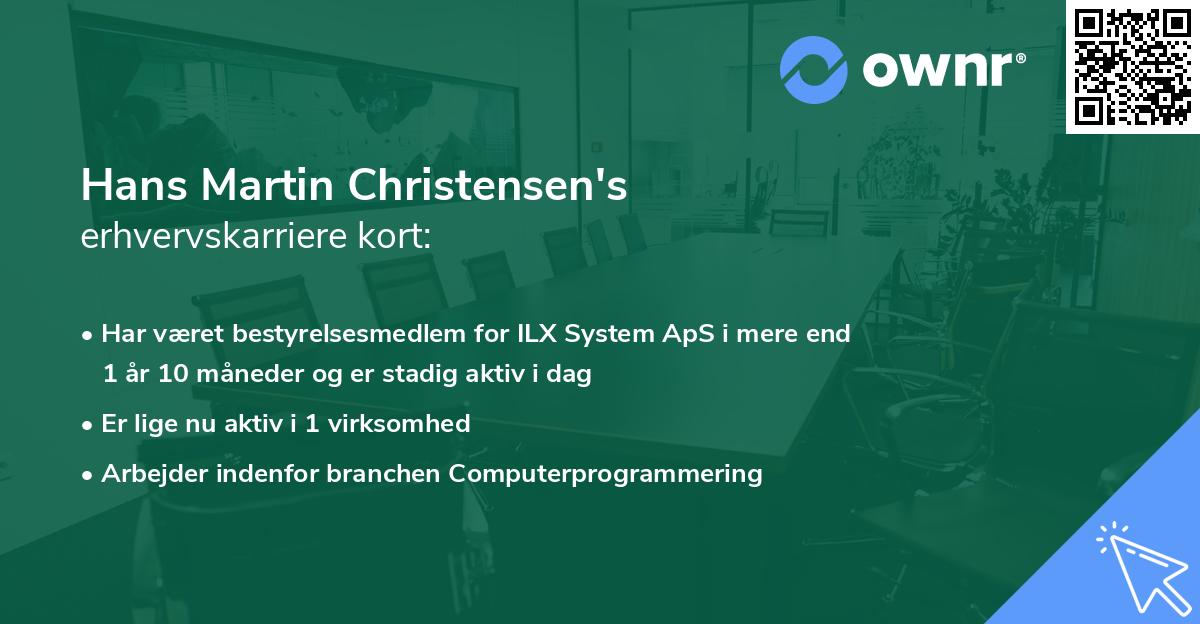 Hans Martin Christensen's erhvervskarriere kort