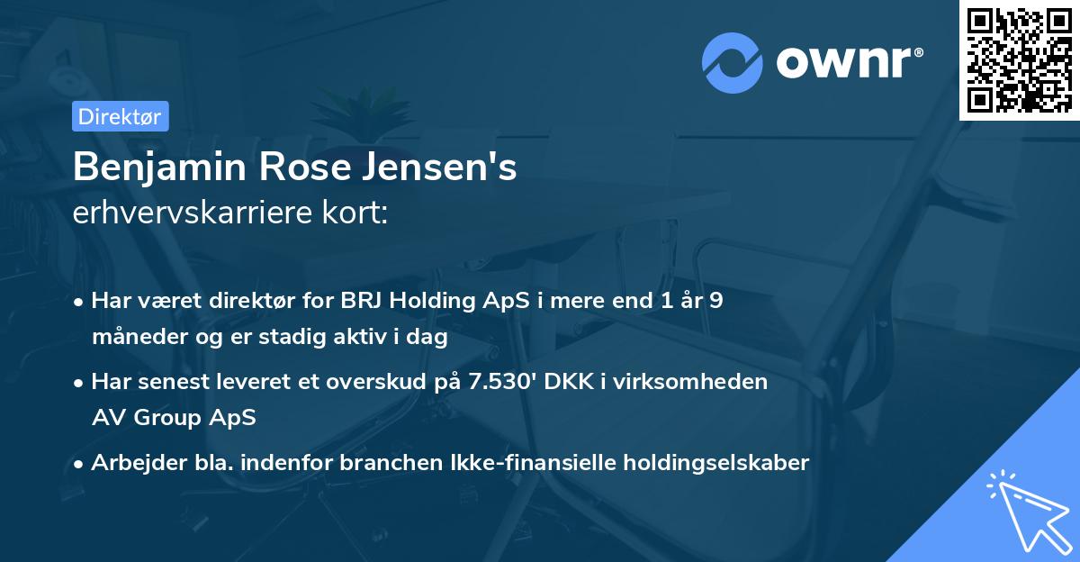 Benjamin Rose Jensen's erhvervskarriere kort