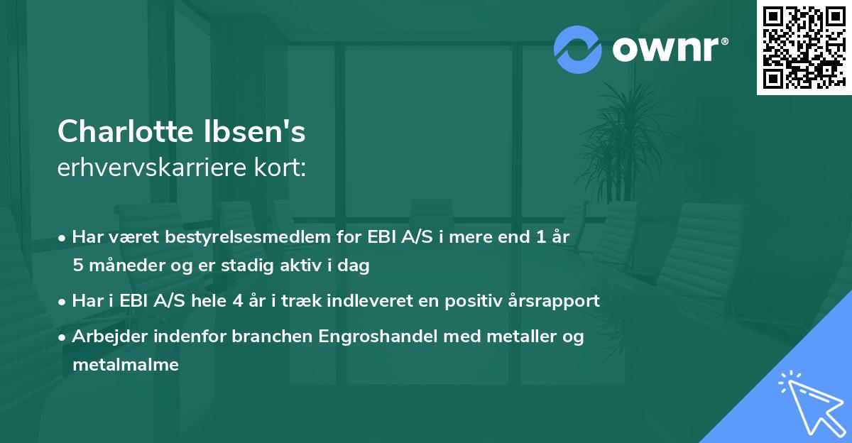 Charlotte Ibsen's erhvervskarriere kort