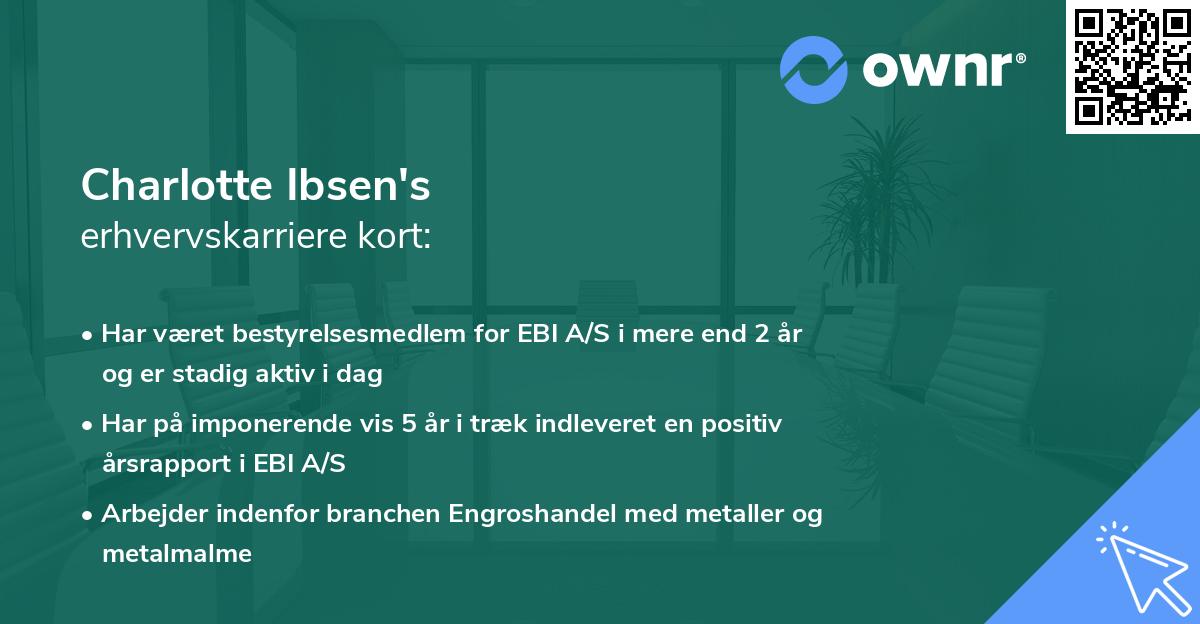 Charlotte Ibsen's erhvervskarriere kort