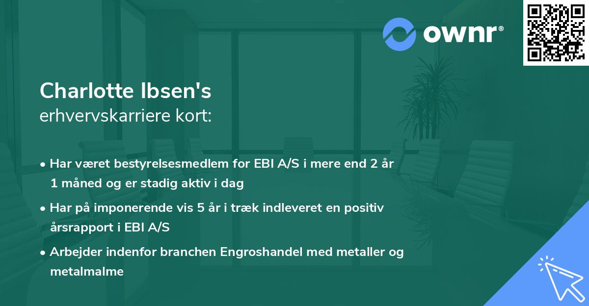 Charlotte Ibsen's erhvervskarriere kort