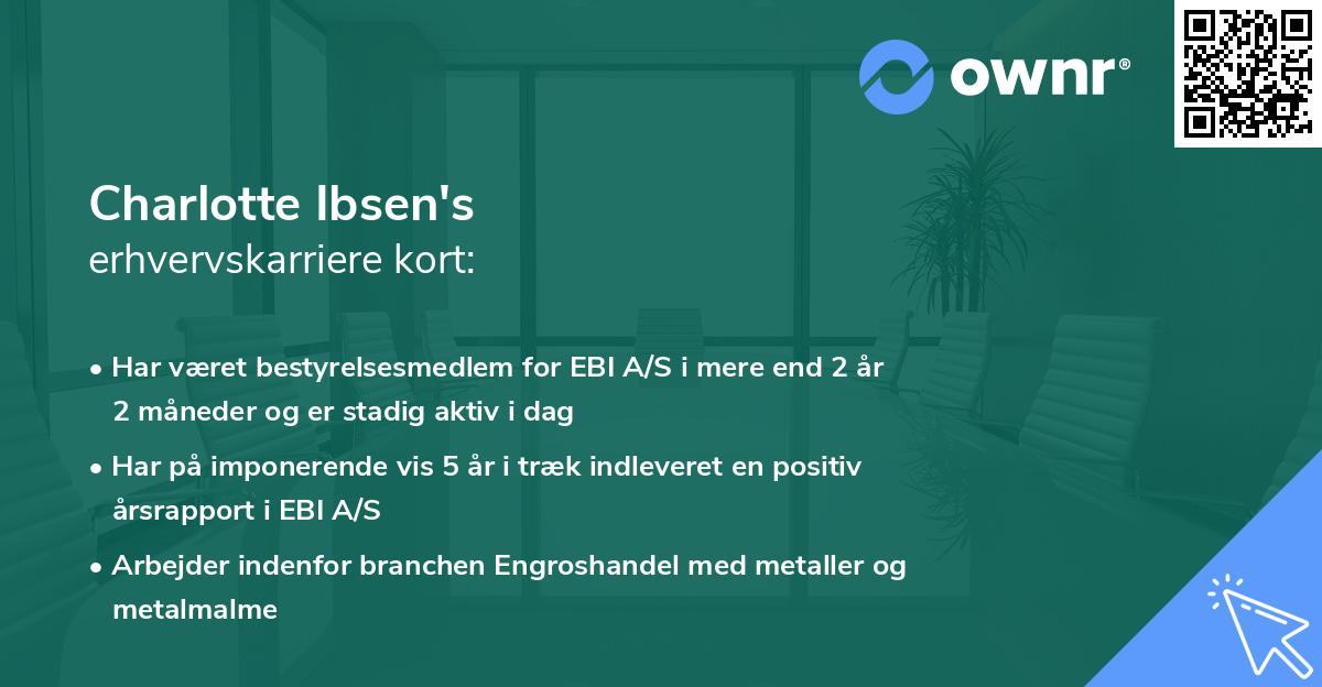 Charlotte Ibsen's erhvervskarriere kort