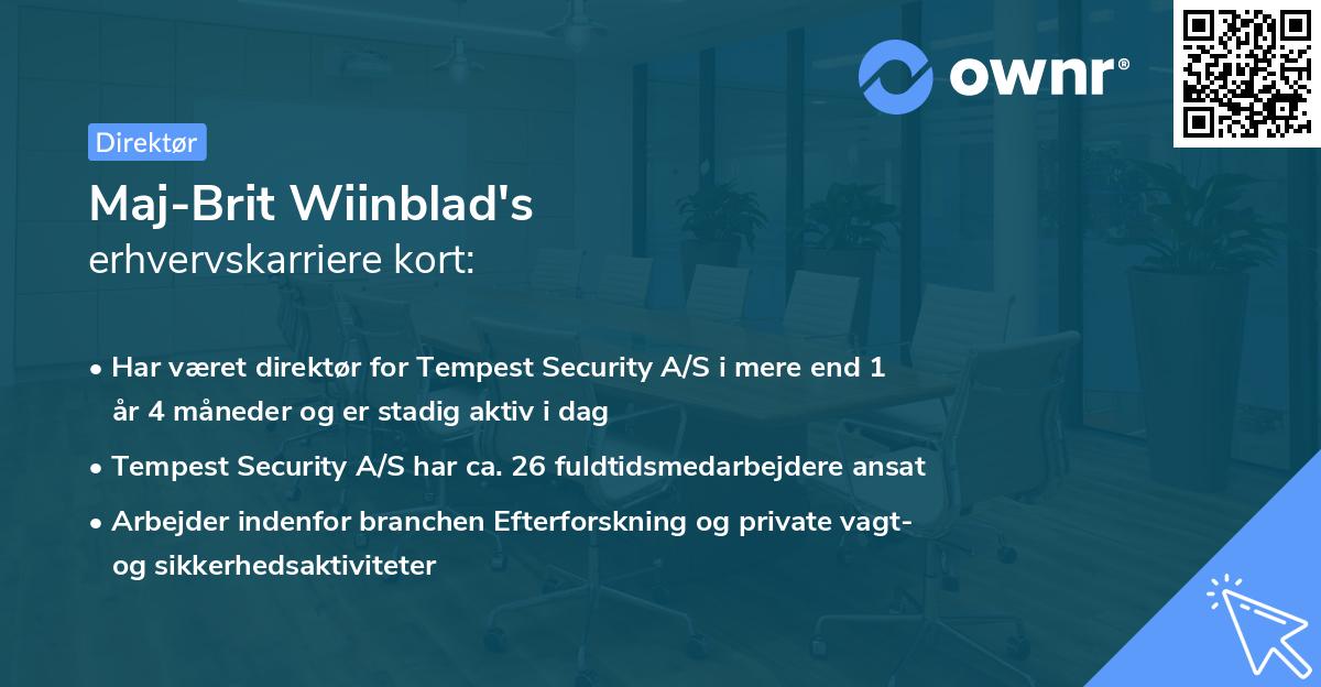 Maj-Brit Wiinblad's erhvervskarriere kort