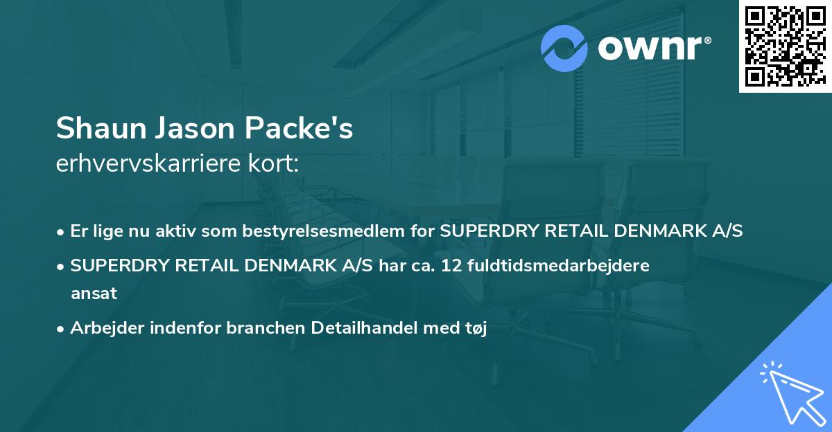 Shaun Jason Packe's erhvervskarriere kort