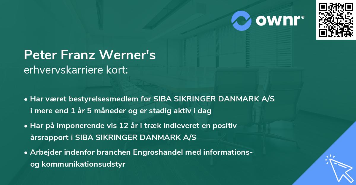 Peter Franz Werner's erhvervskarriere kort