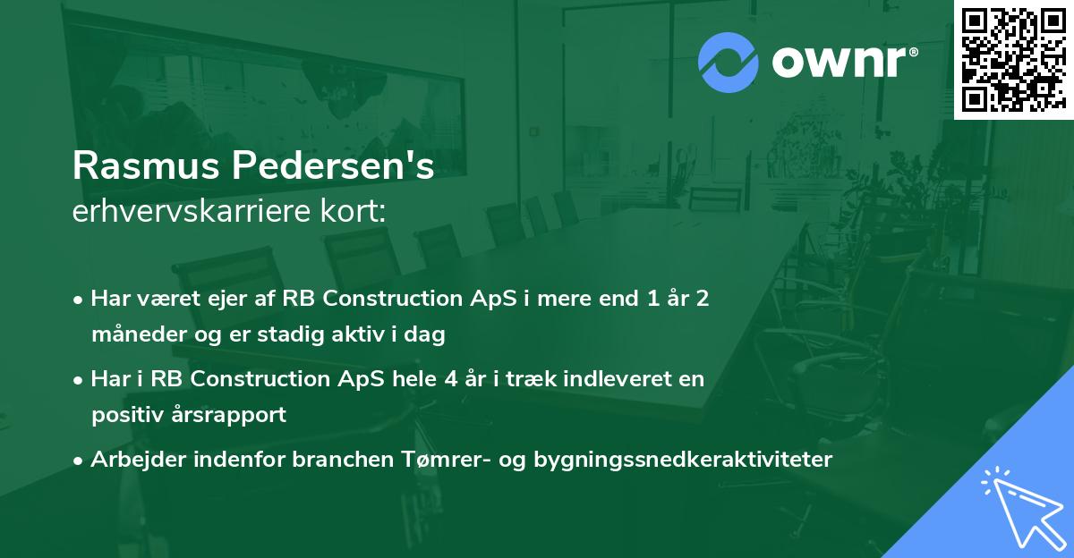 Rasmus Pedersen's erhvervskarriere kort