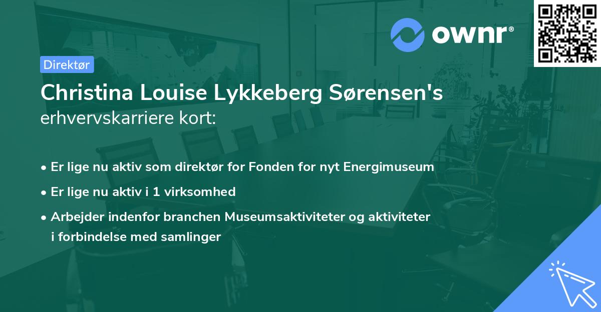 Christina Louise Lykkeberg Sørensen's erhvervskarriere kort