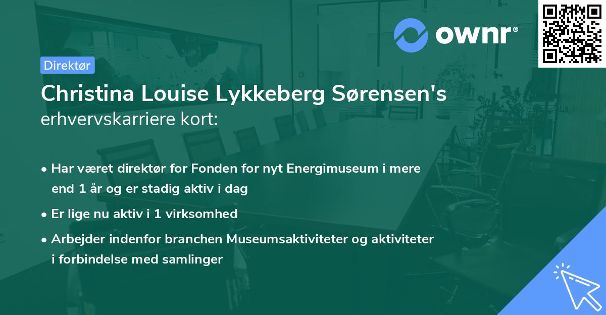 Christina Louise Lykkeberg Sørensen's erhvervskarriere kort