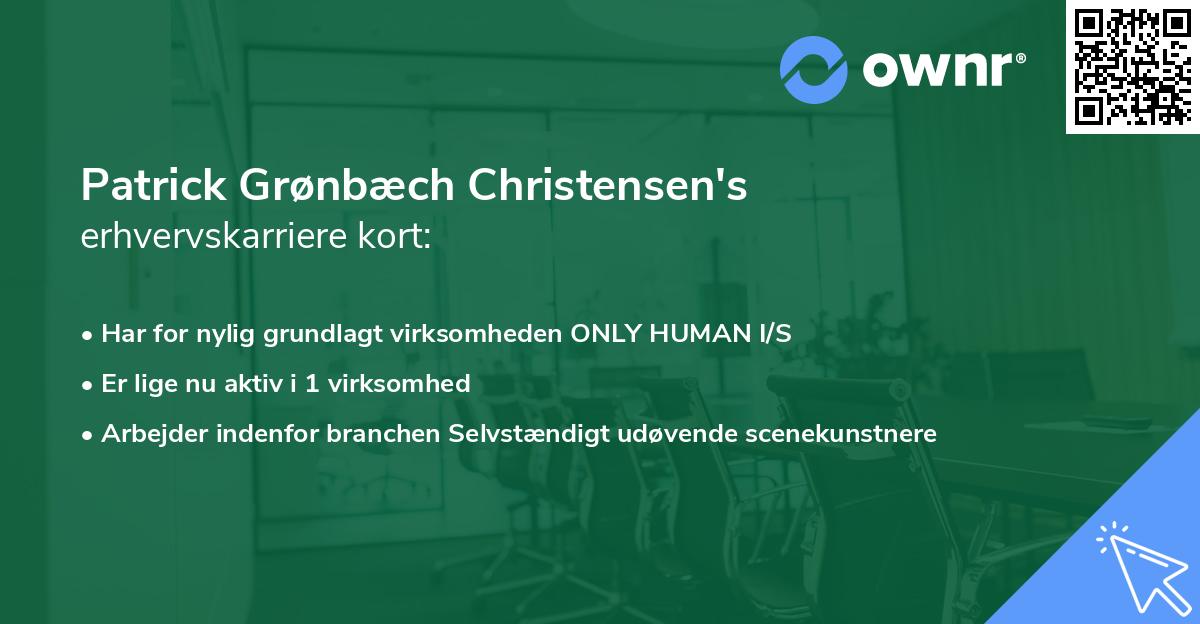 Patrick Grønbæch Christensen's erhvervskarriere kort
