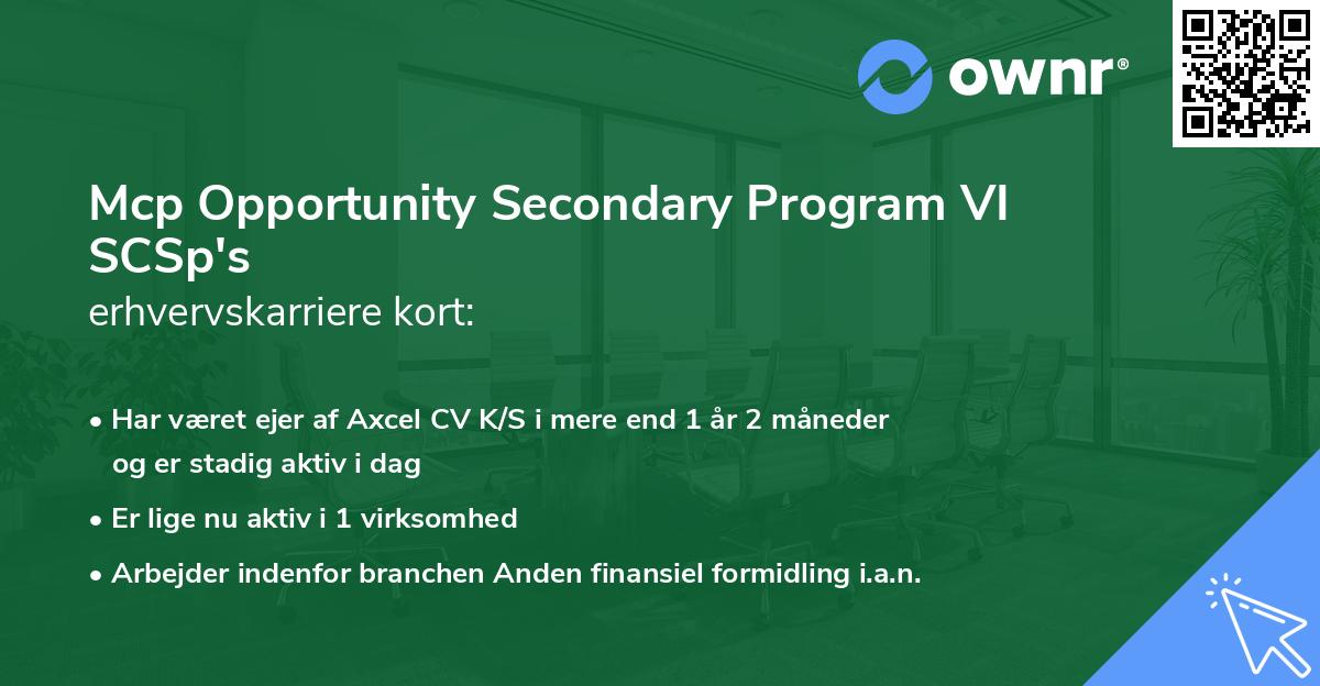 Mcp Opportunity Secondary Program VI SCSp's erhvervskarriere kort