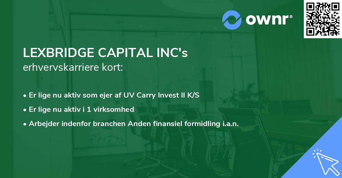 LEXBRIDGE CAPITAL INC's erhvervskarriere kort