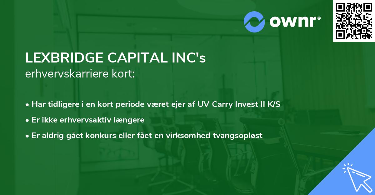 LEXBRIDGE CAPITAL INC's erhvervskarriere kort