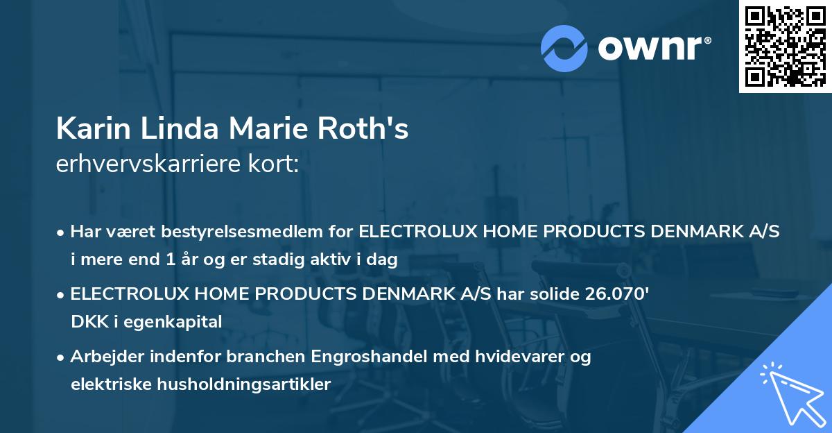 Karin Linda Marie Roth's erhvervskarriere kort