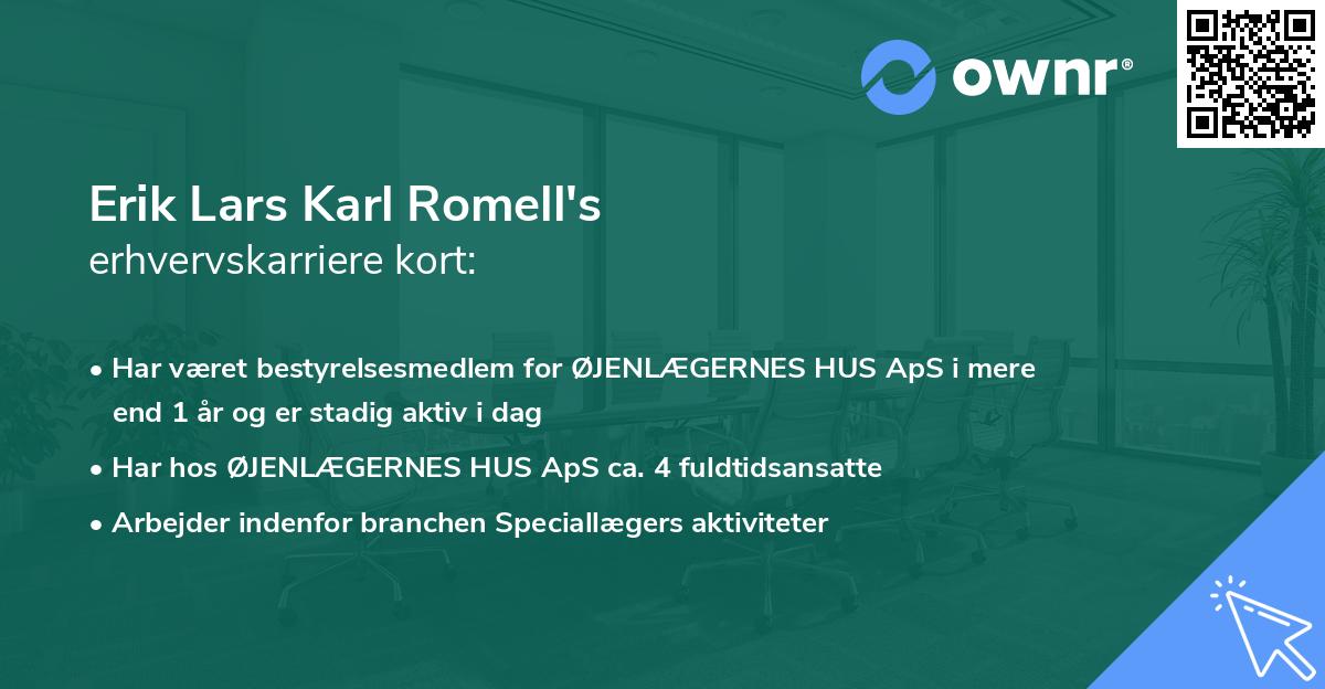 Erik Lars Karl Romell's erhvervskarriere kort