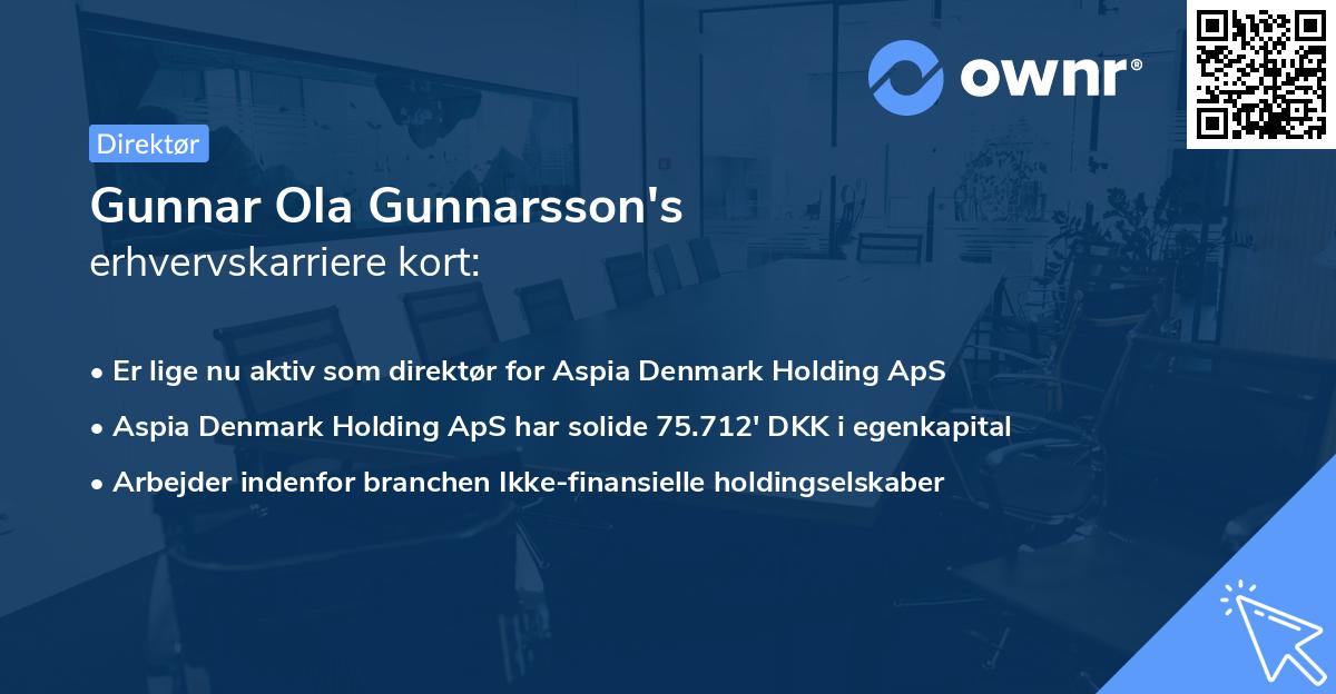 Gunnar Ola Gunnarsson's erhvervskarriere kort