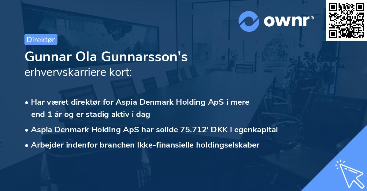 Gunnar Ola Gunnarsson's erhvervskarriere kort