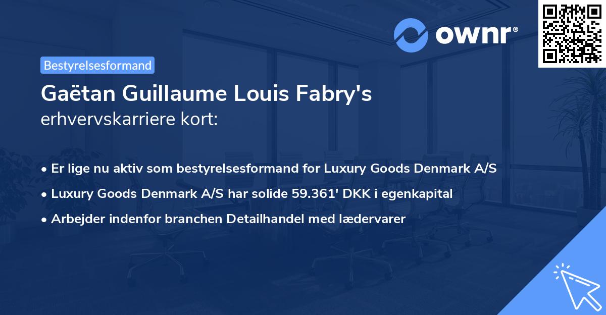 Gaëtan Guillaume Louis Fabry's erhvervskarriere kort