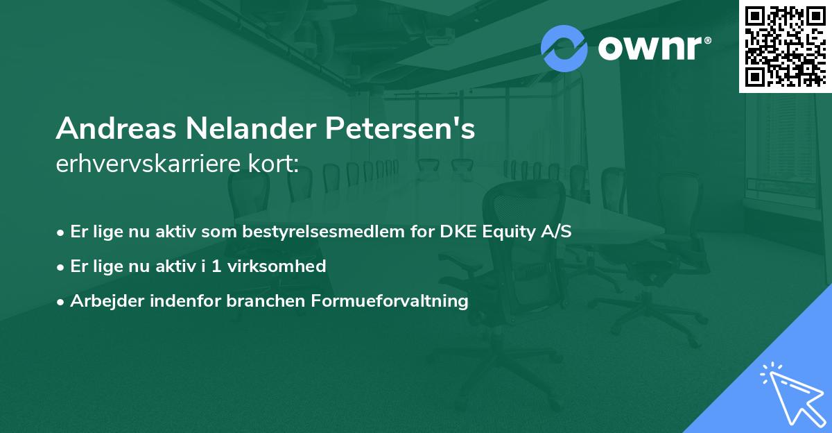 Andreas Nelander Petersen's erhvervskarriere kort