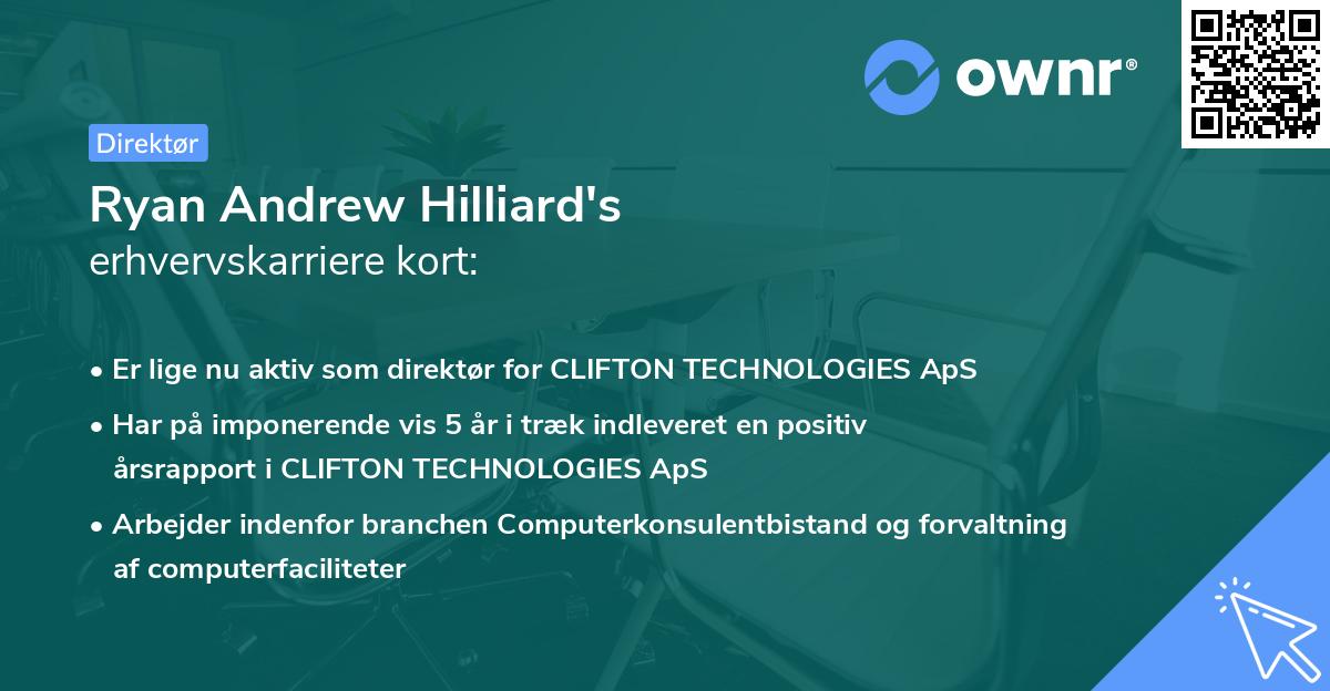 Ryan Andrew Hilliard's erhvervskarriere kort