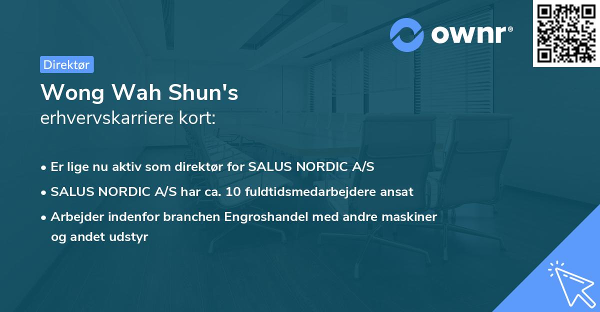 Wong Wah Shun's erhvervskarriere kort