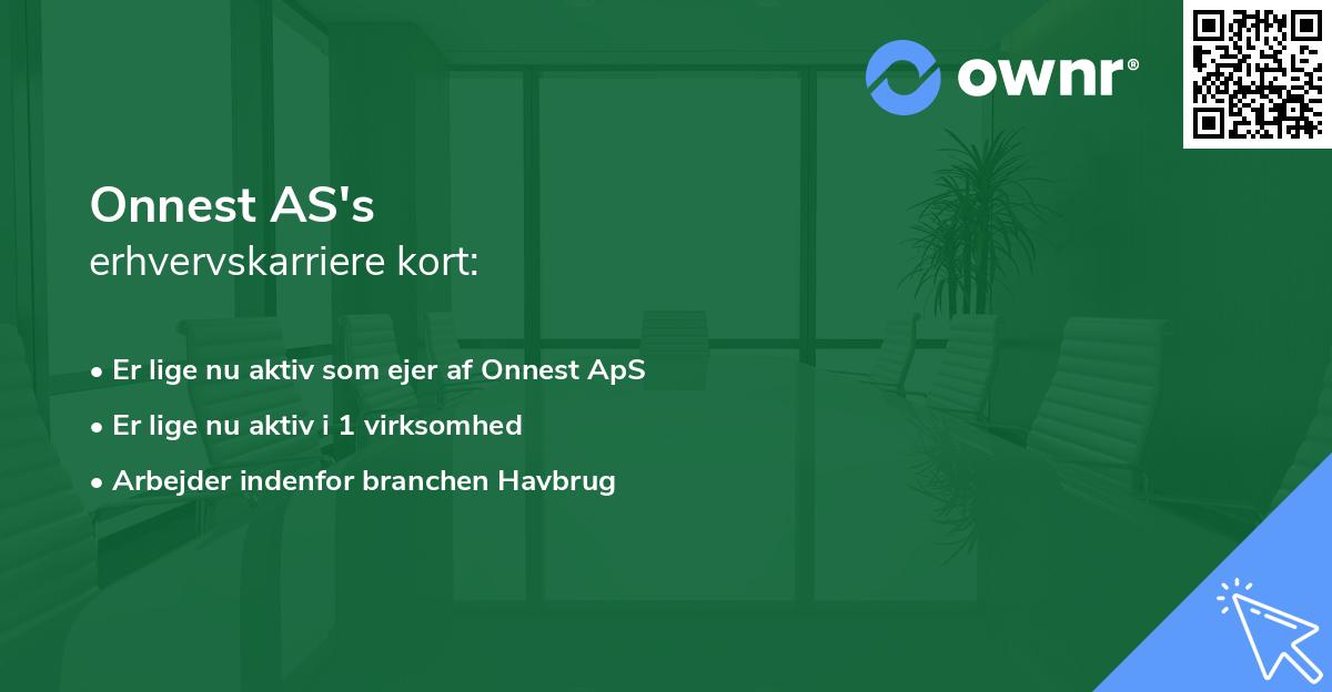 Onnest AS's erhvervskarriere kort