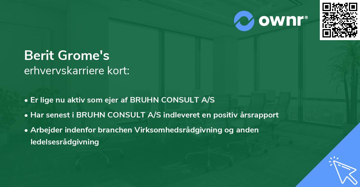 Berit Grome's erhvervskarriere kort
