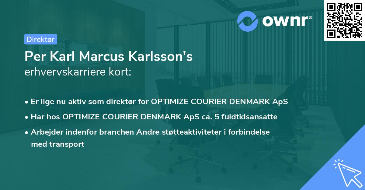 Per Karl Marcus Karlsson's erhvervskarriere kort