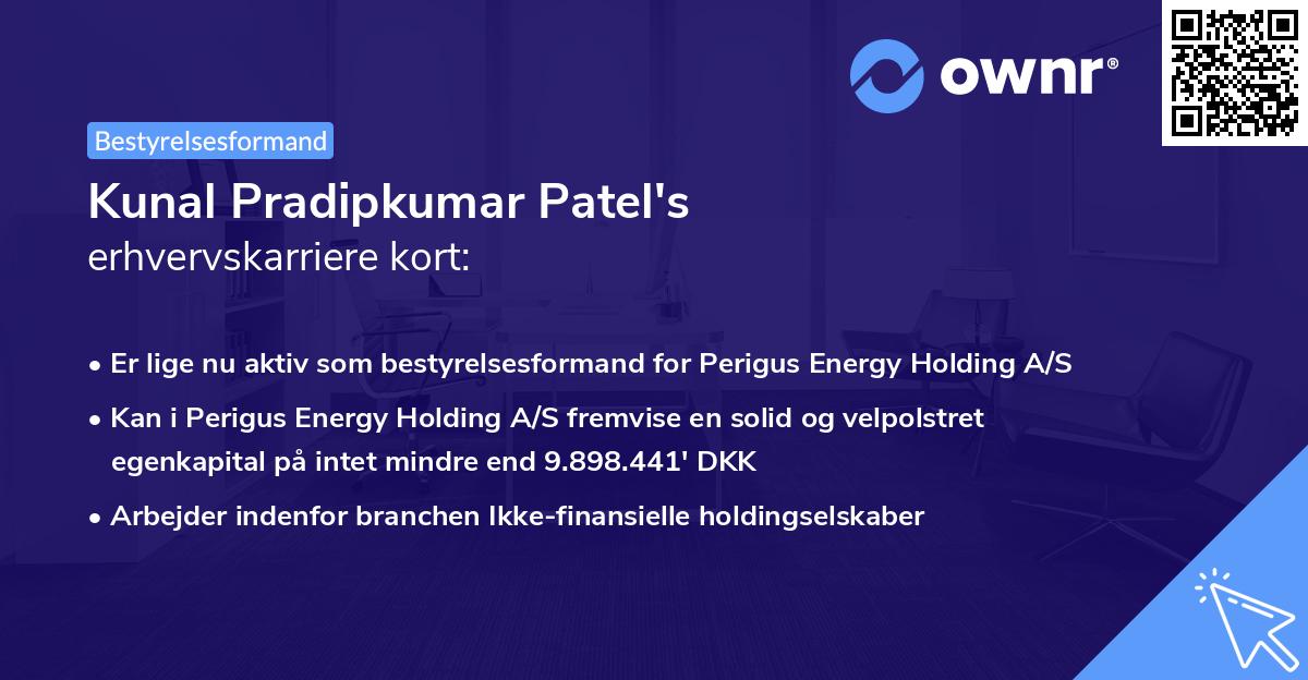 Kunal Pradipkumar Patel's erhvervskarriere kort