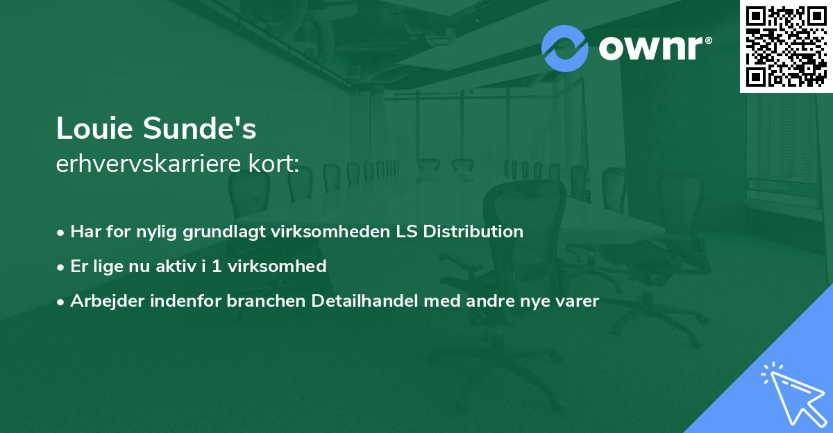 Louie Sunde's erhvervskarriere kort