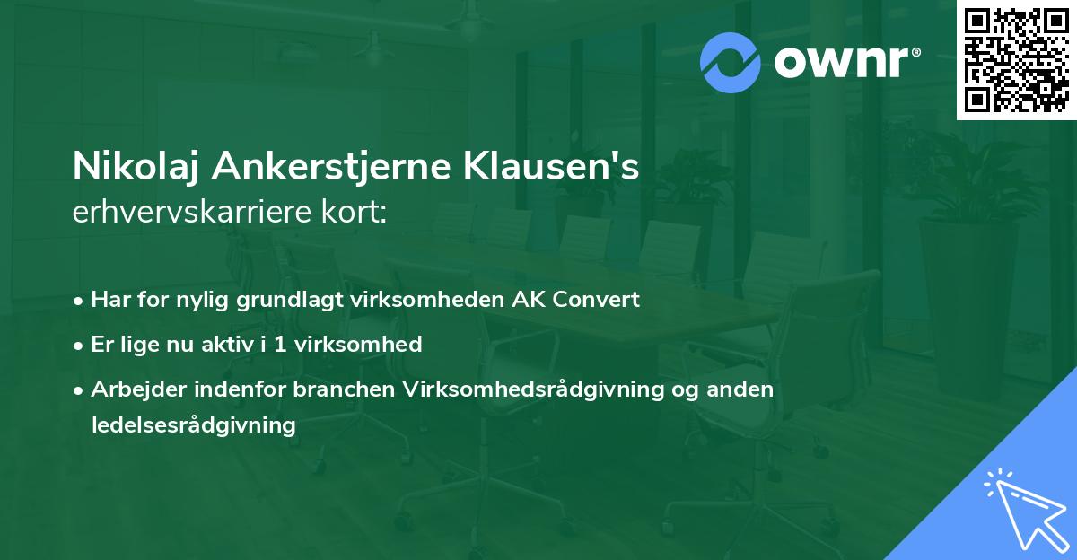 Nikolaj Ankerstjerne Klausen's erhvervskarriere kort
