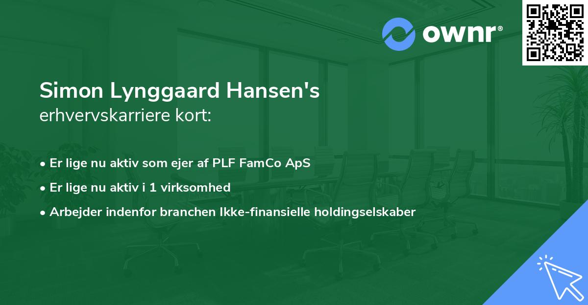 Simon Lynggaard Hansen's erhvervskarriere kort