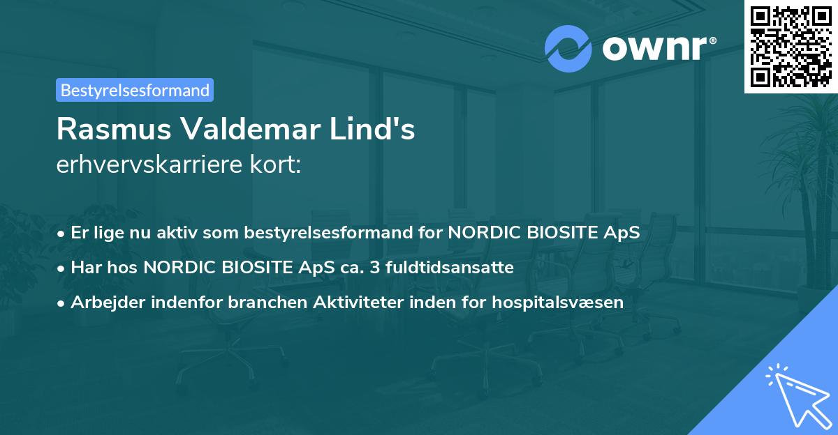 Rasmus Valdemar Lind's erhvervskarriere kort