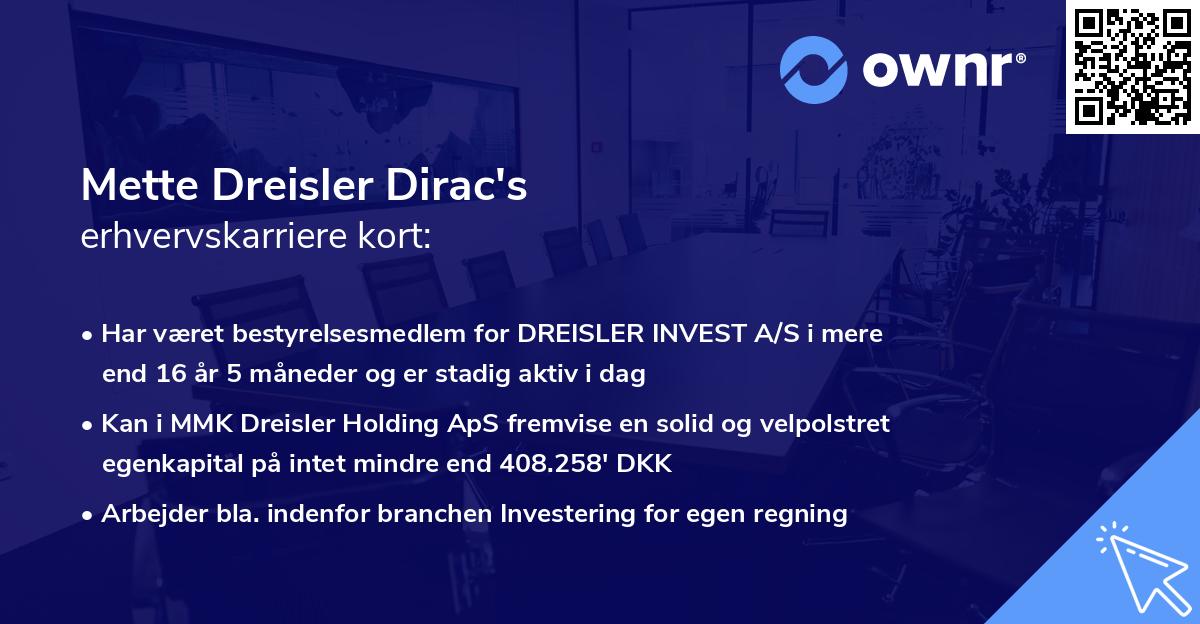 Mette Dreisler Dirac's erhvervskarriere kort