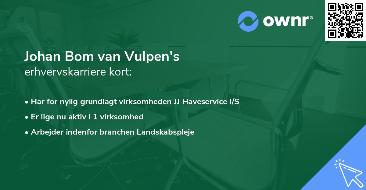 Johan Bom van Vulpen's erhvervskarriere kort