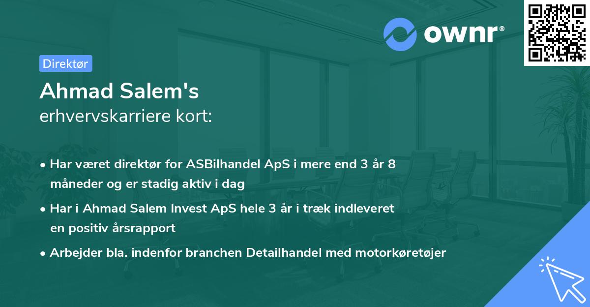 Ahmad Salem's erhvervskarriere kort