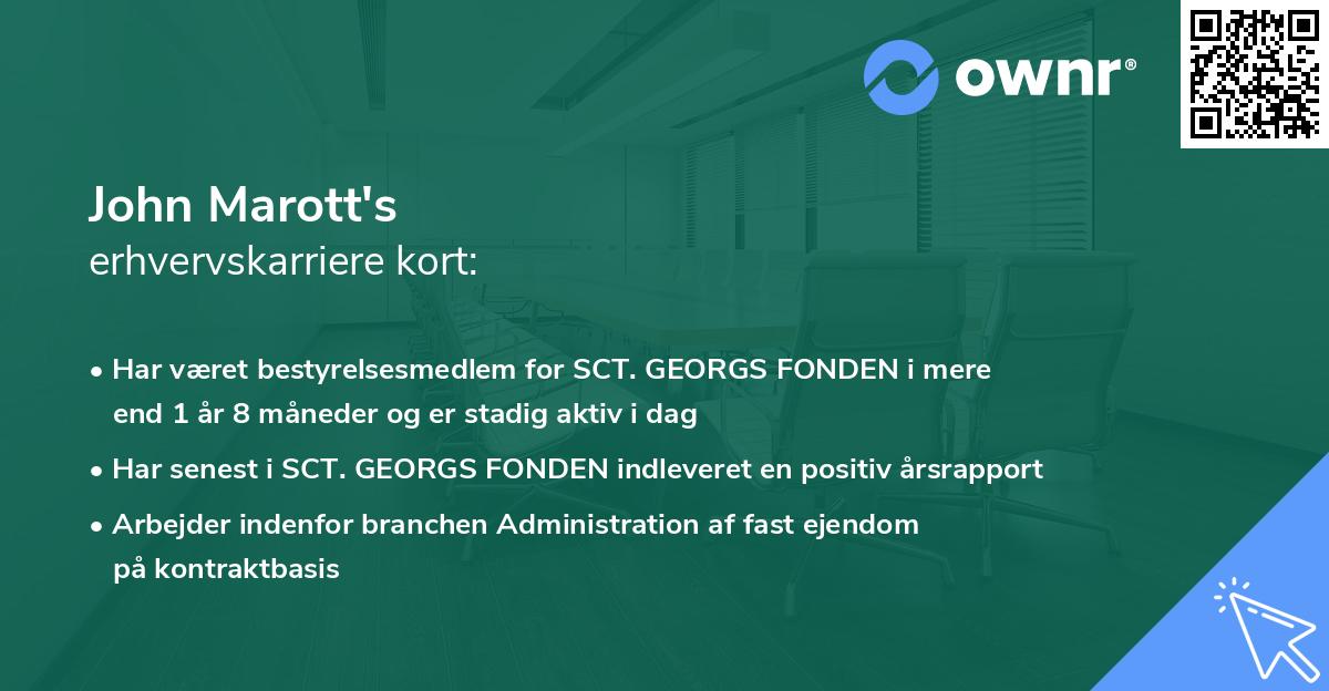 John Marott's erhvervskarriere kort