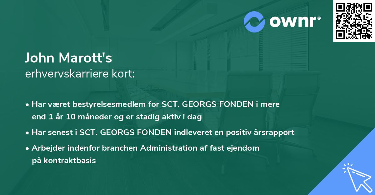 John Marott's erhvervskarriere kort