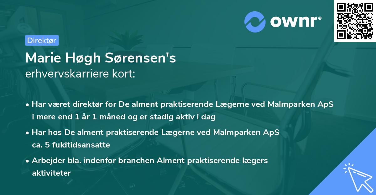Marie Høgh Sørensen's erhvervskarriere kort