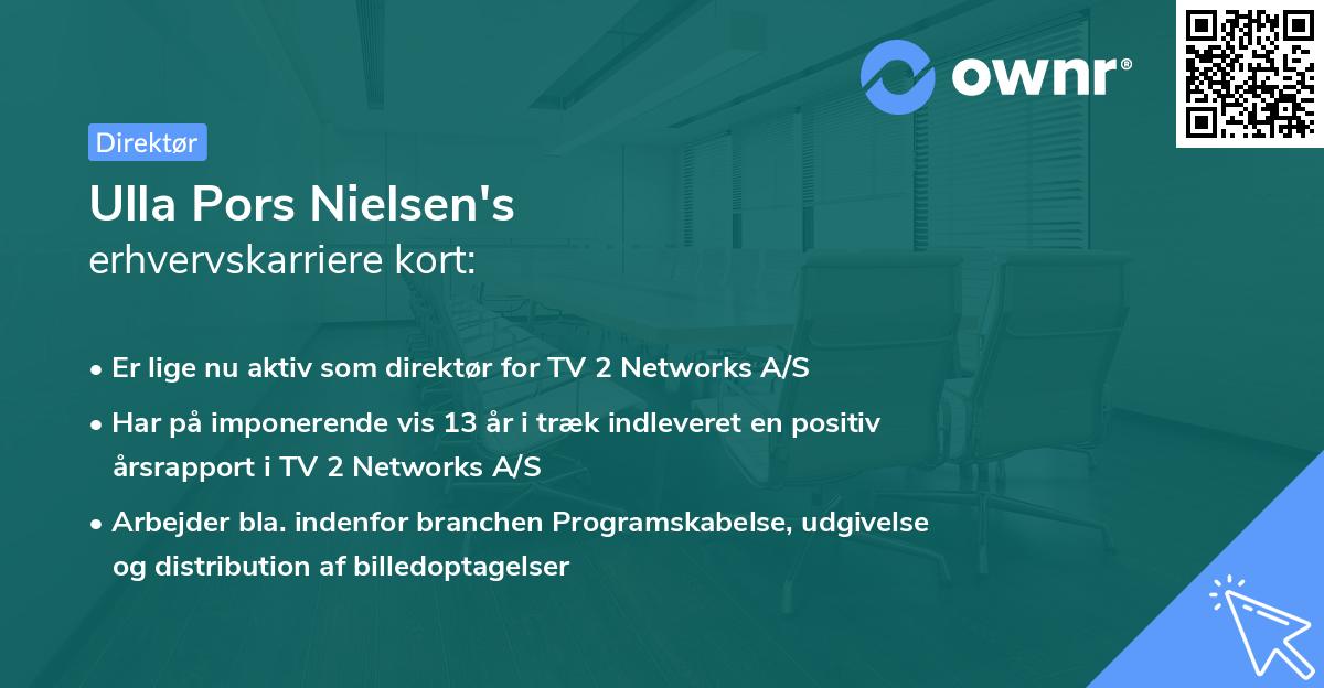Ulla Pors Nielsen's erhvervskarriere kort